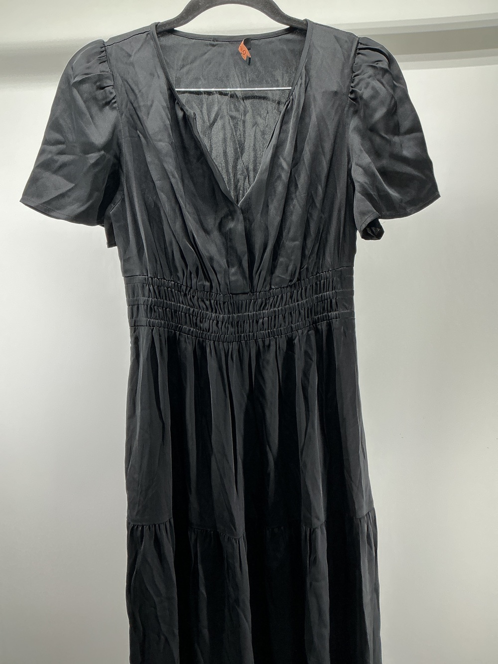 Washable Stretch Silk Tiered Maxi Dress